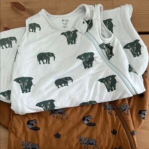 Kyte BABY Elephant Print Sleep Sacks - White and Brown
